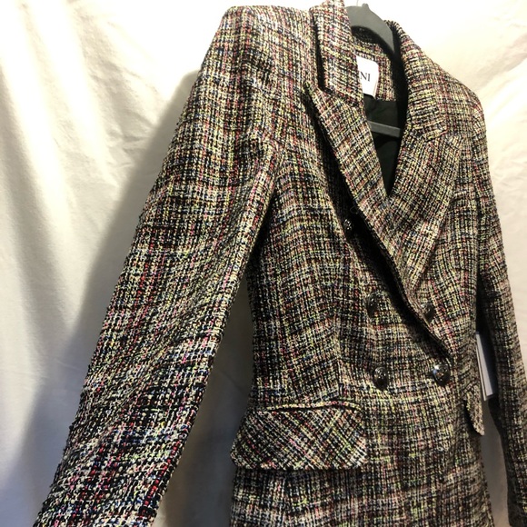 NWT Bloomingdale’s LINI Colorful Tweed Double Breasted Blazer - Picture 4 of 8